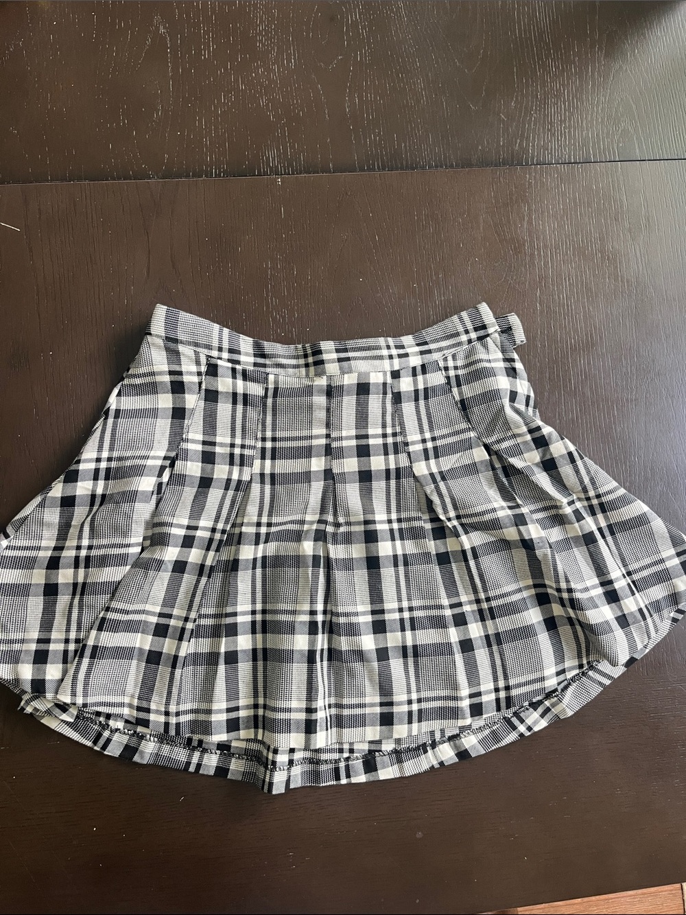 H&M Black & White Plaid Pleated Skater Skirt